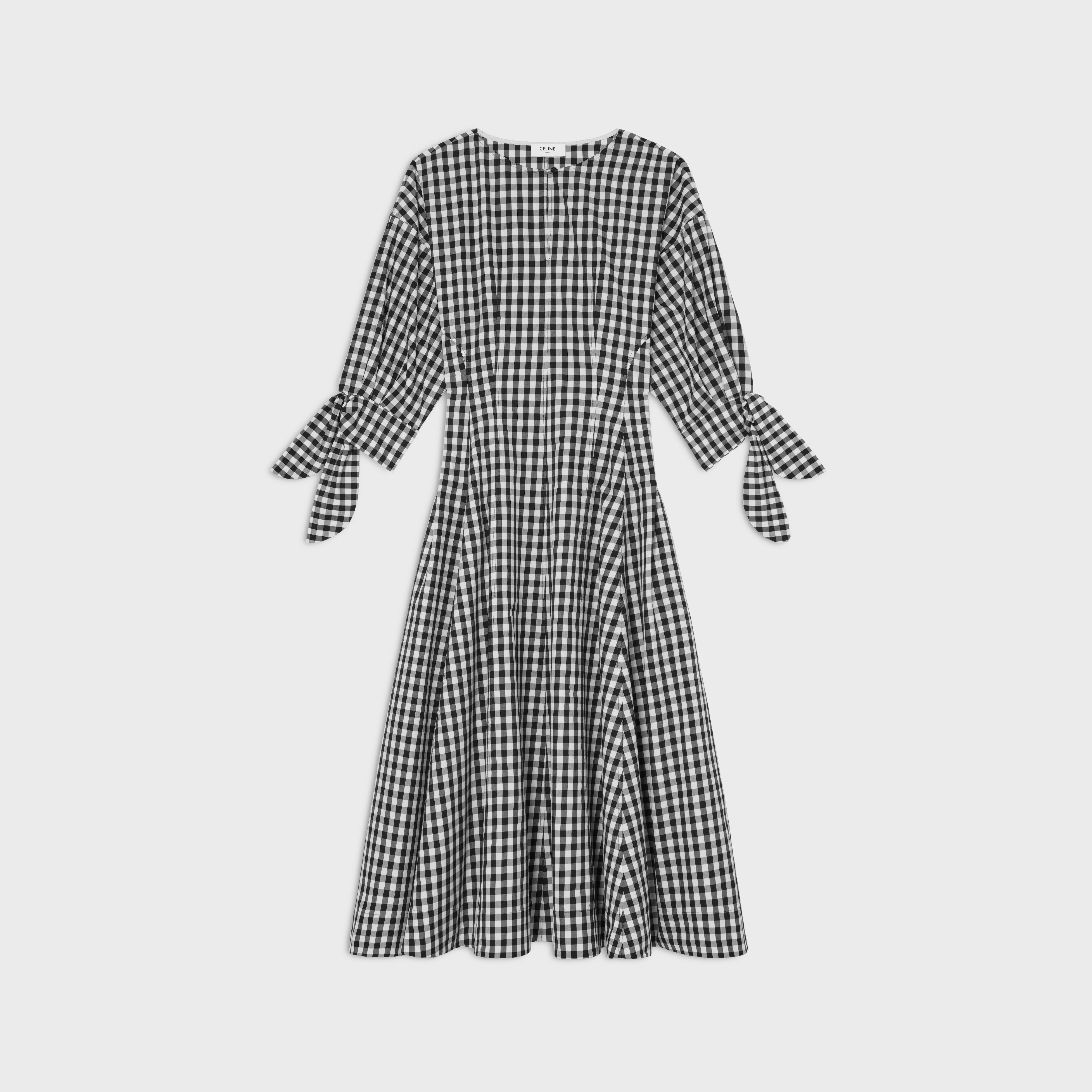 dress IN vichy cotton - NOIR/IVOIRE | CELINE